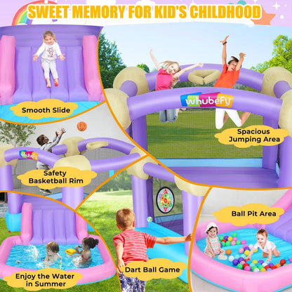 13.4' X 6.9' Inflatable Bounce House with Slide, Air Blower, Basketball Hoop for Backyard Play, Party