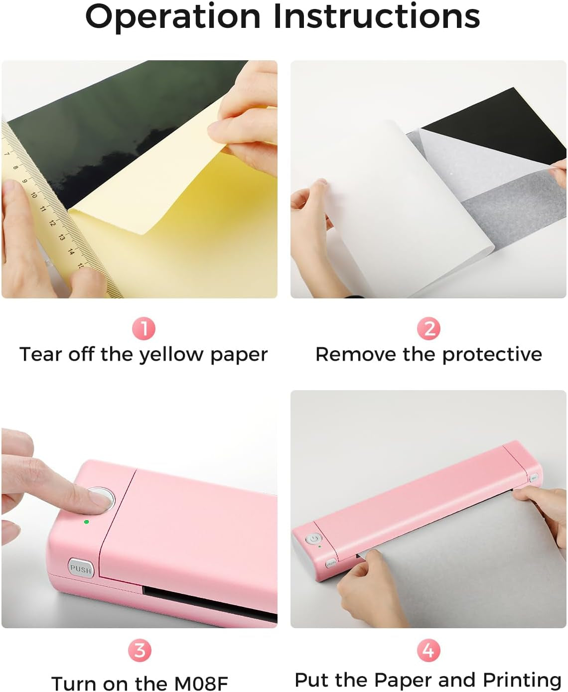 Phomemo Portable Printers Wireless for Travel, M08F Thermal Bluetooth Printer Support for 8.5"X11" US Letter, Small Inkless Printer Compatible with Ios, Android, Laptop for Car, Office, Home
