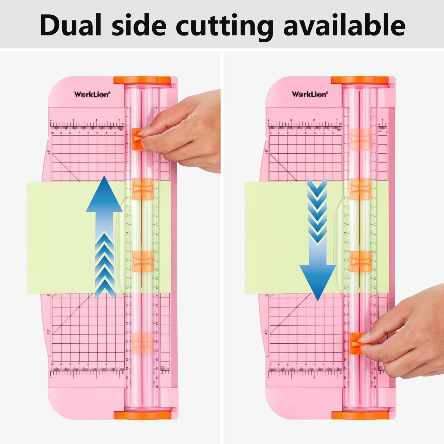 WORKLION Straight Paper Cutter for Crafting – Pink 12 Inch Paper Trimmer with Security Safeguard and Side Ruler, Perfect for Cardstock, Coupon,Photos and Crafting Paper.