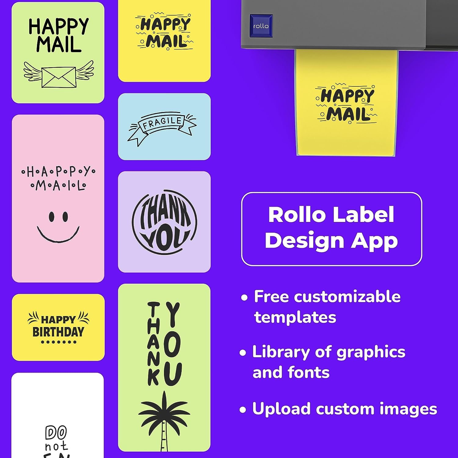 Rollo USB Shipping Label Printer - Commercial Grade 4X6 Thermal Label Printer for Shipping Packages - High Speed Custom Sticker Label Maker for Small Business - Supports Windows & Mac