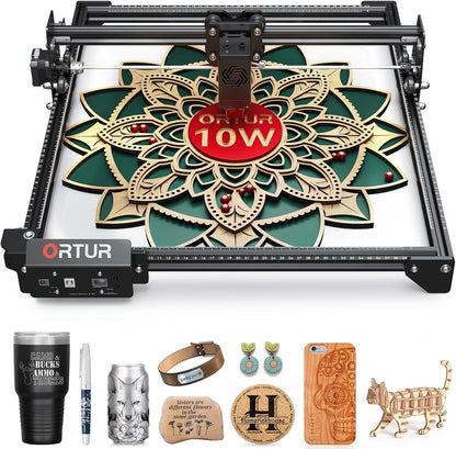 10W Output Laser Engraver, Ortur Laser Master 2 S2 LU2-10A Class 4 Efficient Laser Engraving Machine Fit, High Precision Laser Cutter, 0.05 X 0.1Mm Compressed Spot Laser Engraver for Wood and Metal
