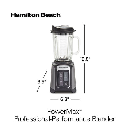 Powermax Professional-Performance Blender for Shakes and Smoothies, Puree and Ice Crush, 48Oz Bpa-Free Glass Jar, 1680 Watts, Stainless, Gray, 58600