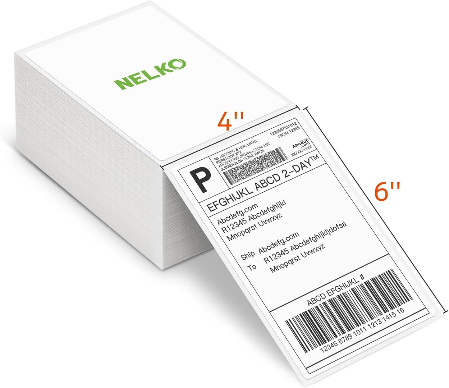 Nelko Genuine 4X6 Direct Thermal Shipping Label 500 Labels/1 Stacks, 4X6 Thermal Labels for Nelko PL70E Shipping Label Printer, Perforated and Strong Adhesive, Commercial Grade