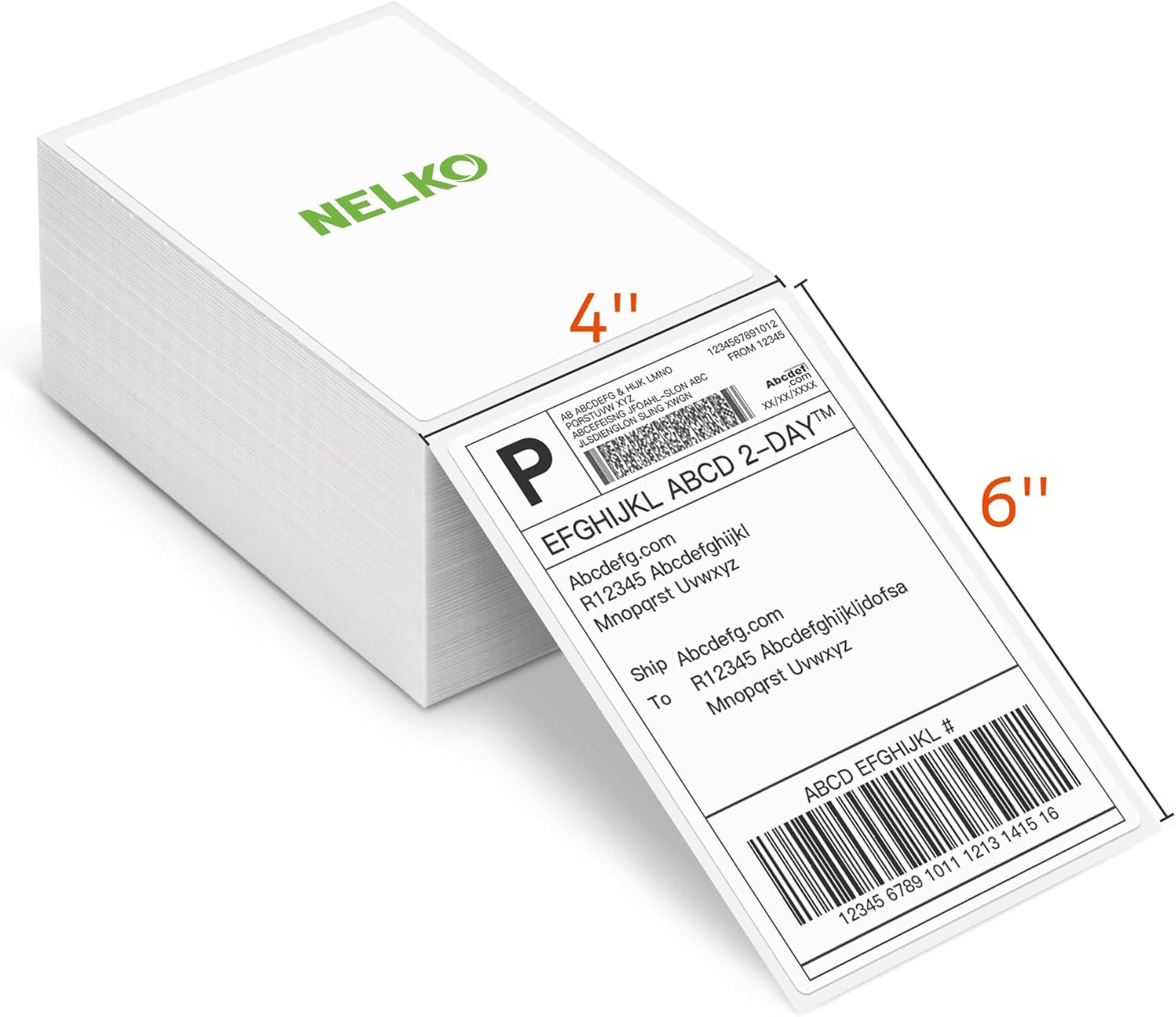 Nelko Genuine 4X6 Direct Thermal Shipping Label 500 Labels/1 Stacks, 4X6 Thermal Labels for Nelko PL70E Shipping Label Printer, Perforated and Strong Adhesive, Commercial Grade