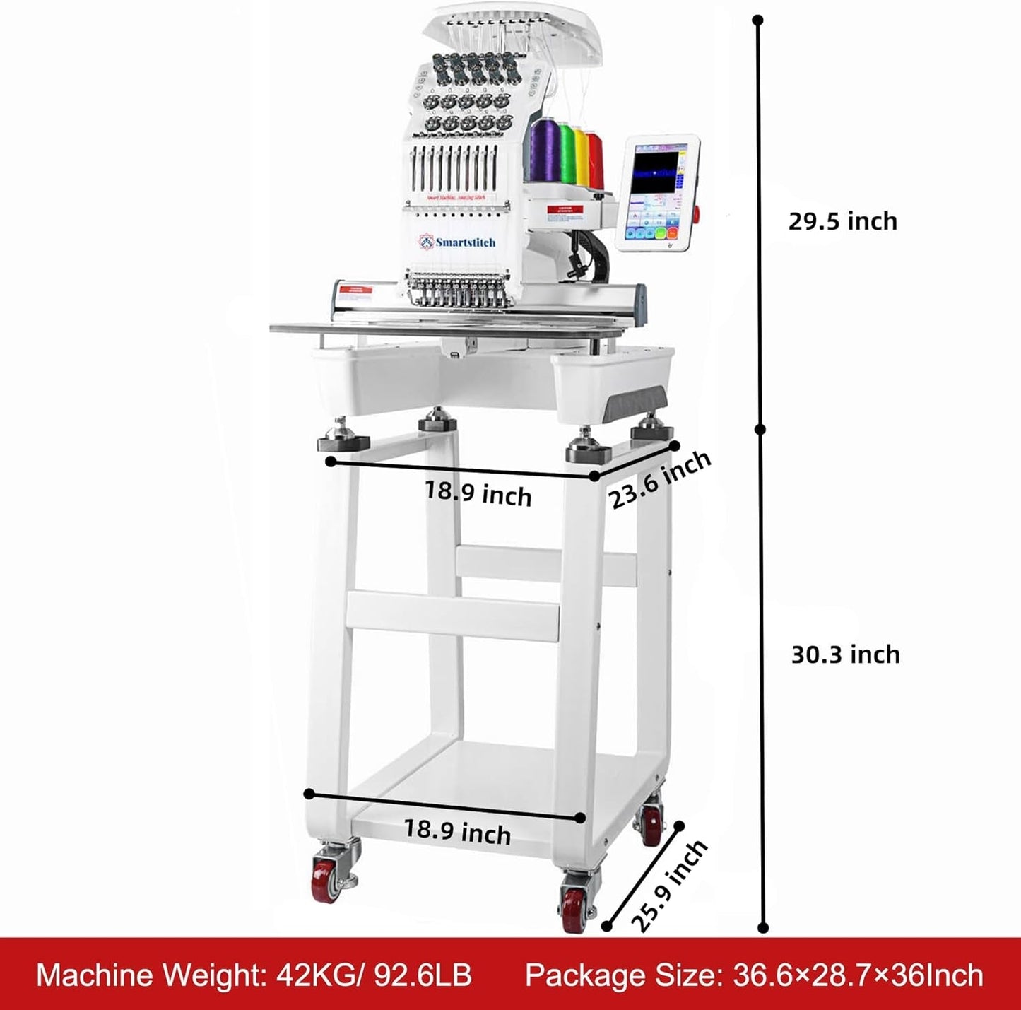 S-1001 Upgraded Embroidery Machine with 10 Needles, 1200SPM Max Speed, 7" Touch Screen, 9.5"X14.2" Embroidery Area, New Gen of Commercial Embroidery Machine for Flat, Hat, T-Shirt and More