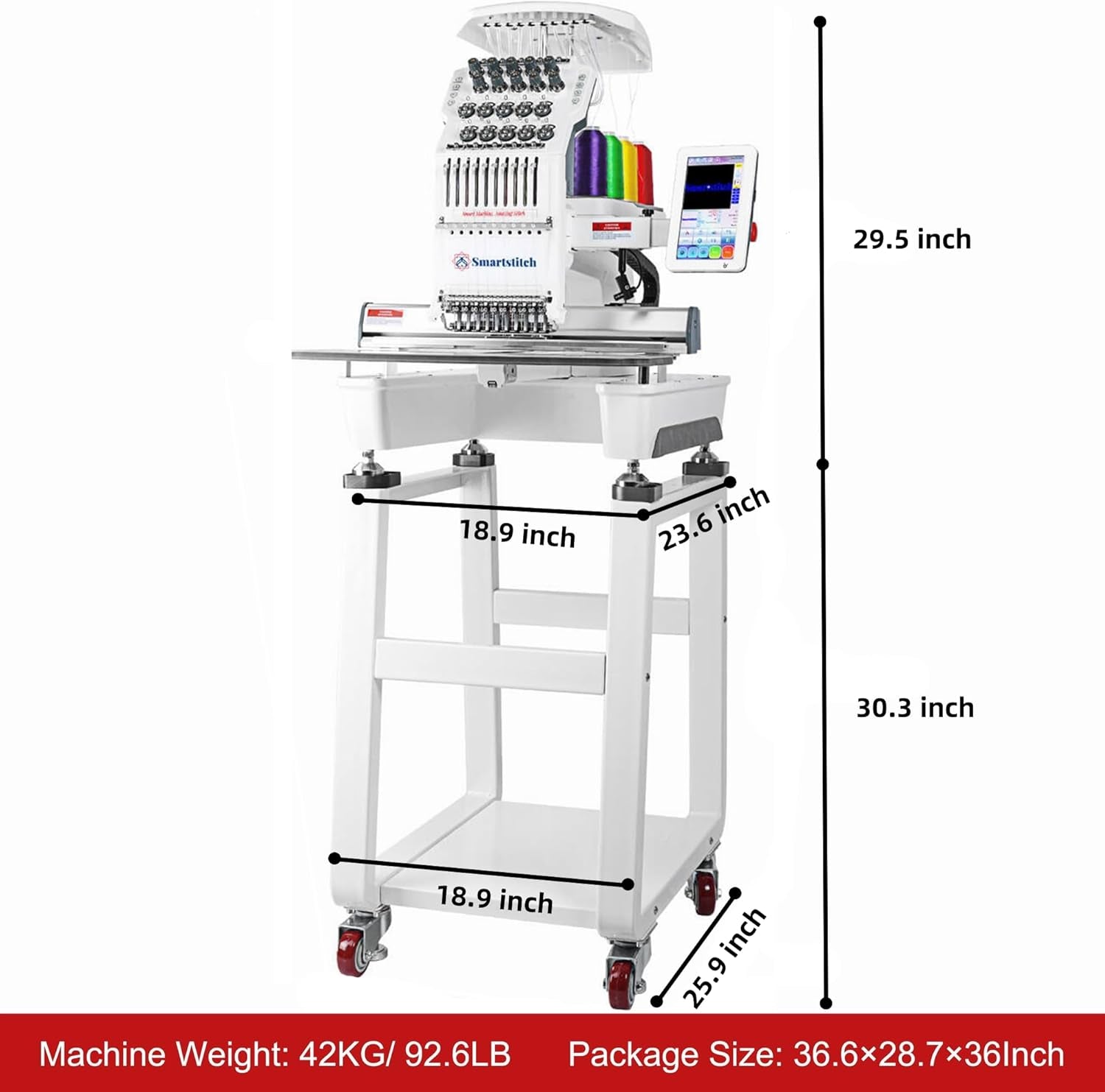 S-1001 Upgraded Embroidery Machine with 10 Needles, 1200SPM Max Speed, 7" Touch Screen, 9.5"X14.2" Embroidery Area, New Gen of Commercial Embroidery Machine for Flat, Hat, T-Shirt and More