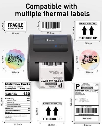 Bluetooth Thermal Label Printer 4X6 - D520BT Built-In Label Holder Wireless Thermal Printer for Small Business Shipping Packages - Compatible with USPS, Amazon, Shopify, Ebay and More(Black＆White)