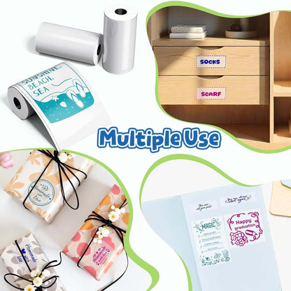 Phomemo Decoration Labels, Green/Blue/Rose on Clear for Phomemo M02/M02 Pro/M02S/M03/M03As/M04S Mini Bluetooth Thermal Receipt Printer