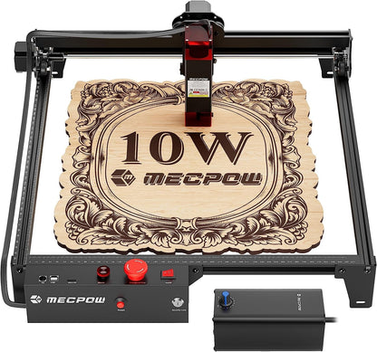 X3 Pro Laser Engraver with Air Assist, 60W Laser Cutter, 10W Output Laser Engraving Cutting Machine, Laser Engraver for Wood and Metal, Engraving Machine W/Emergency Stop,Flame & Gyro Detection