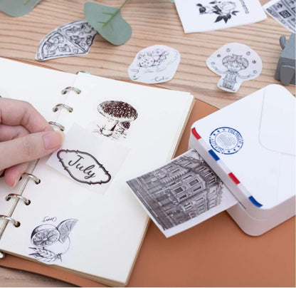 Phomemo Adhesive Thermal Sticker Paper, 50Mm-53Mm Width, White/Transparent/Semi-Transparent, 112 Sheets, Compatible with Phomemo M02/M03/M04 Series Bluetooth Thermal Pocket Printers