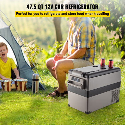 brand 45L Portable Car Refrigerator 48 Quart Compact RV Fridge 12/24V DC & 110-240V AC Vehicle Car Truck Boat Mini Electric Cooler for Driving Travel Fishing Outdoor and Home Use -4°F-50°F