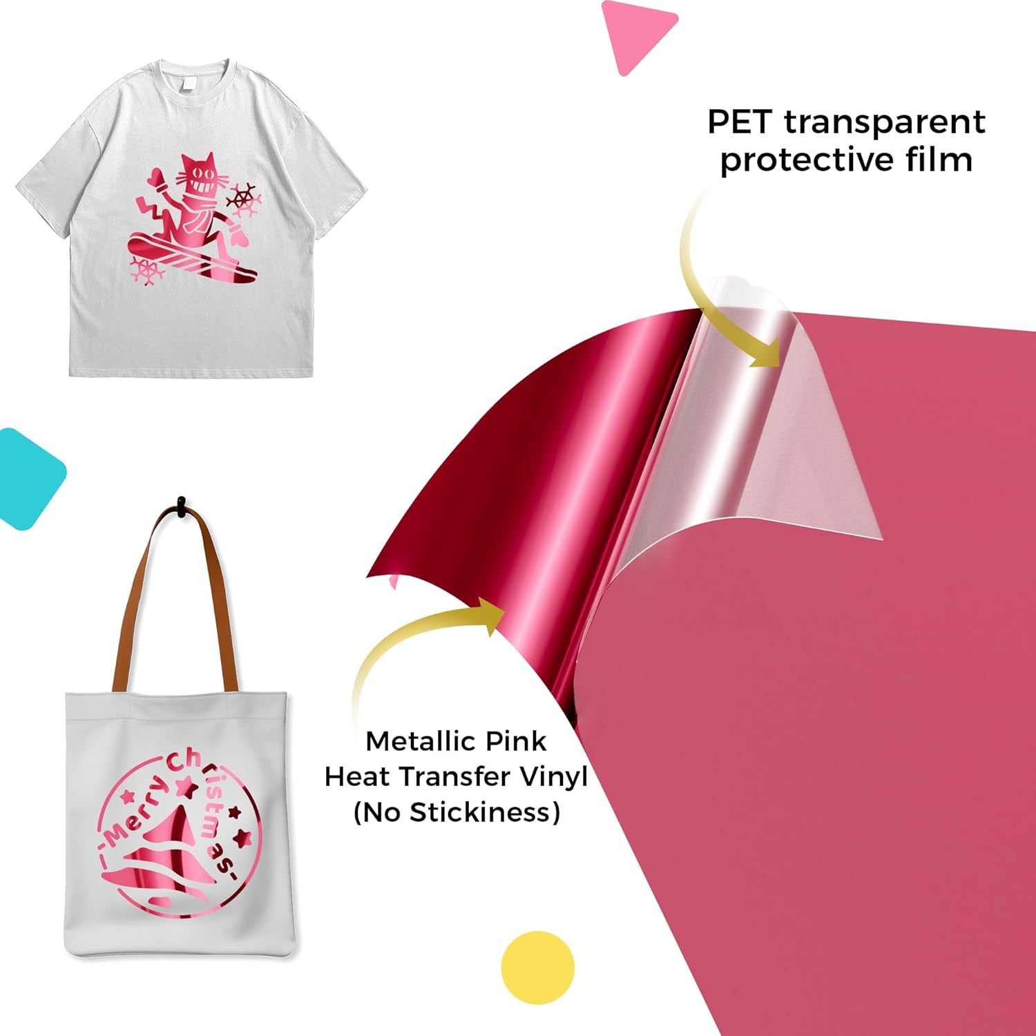 Likcut Metallic Pink Heat Transfer Vinyl for T-Shirts 12" X 6Ft Iron on Vinyl Roll Compatible with All Cutter Machine, HTV Heat Press Vinyl-Easy to Cut & Weed for Fabric Design