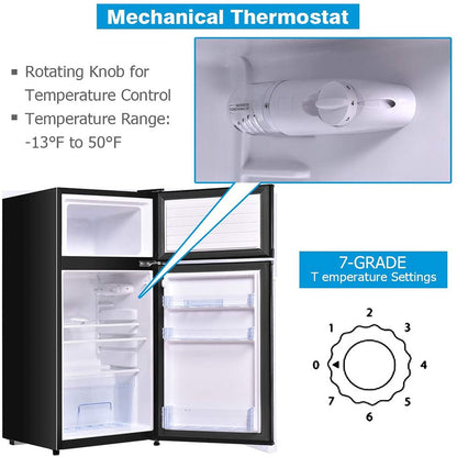 2 Doors 3.4 Cu Ft. Unit Compact Mini Refrigerator Freezer Cooler