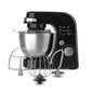 Electric Stand Mixer, 4 Quart Stainless Bowl, 7 Speeds, Tilt-Head, Dough Hook, Whisk and Flat Beater, Splash Guard, 300 Watts, Black, 63390