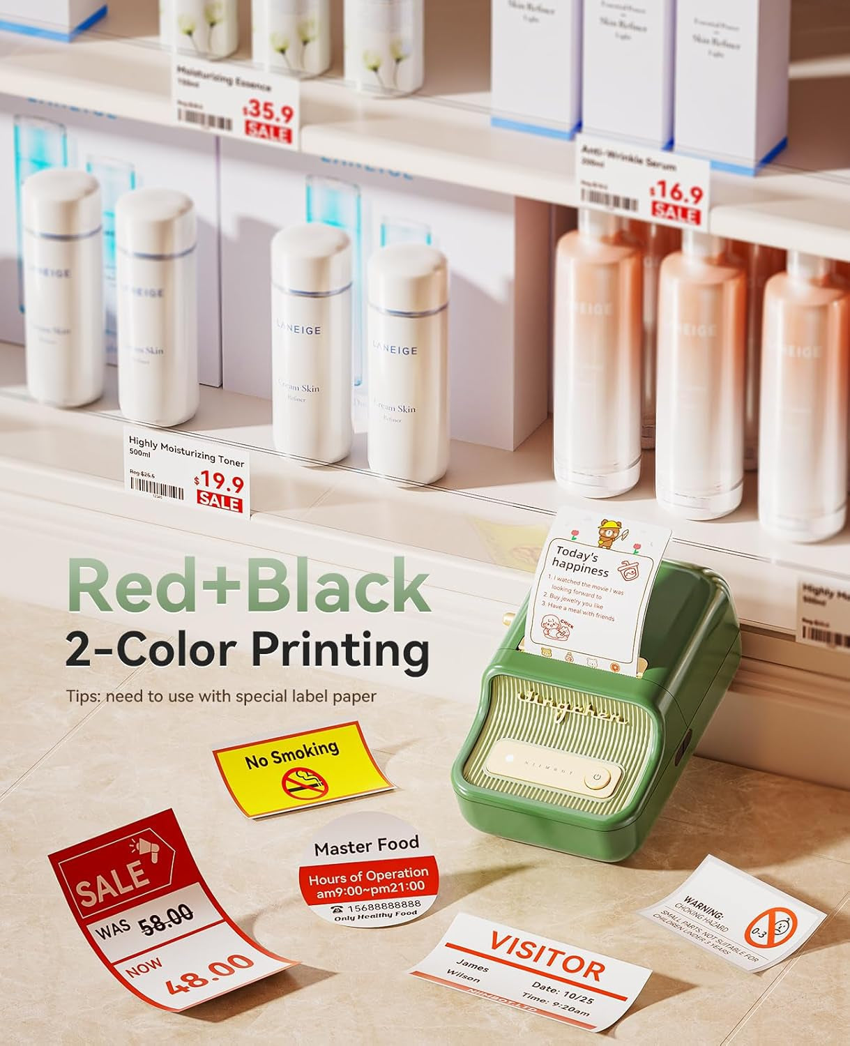 NIIMBOT B21 Pro Label Maker, 300DPI HD Label Printer, Ideal for Notes,Photos, Study Graphics, Memo Maker,50X30Mm Label(Pine Green)