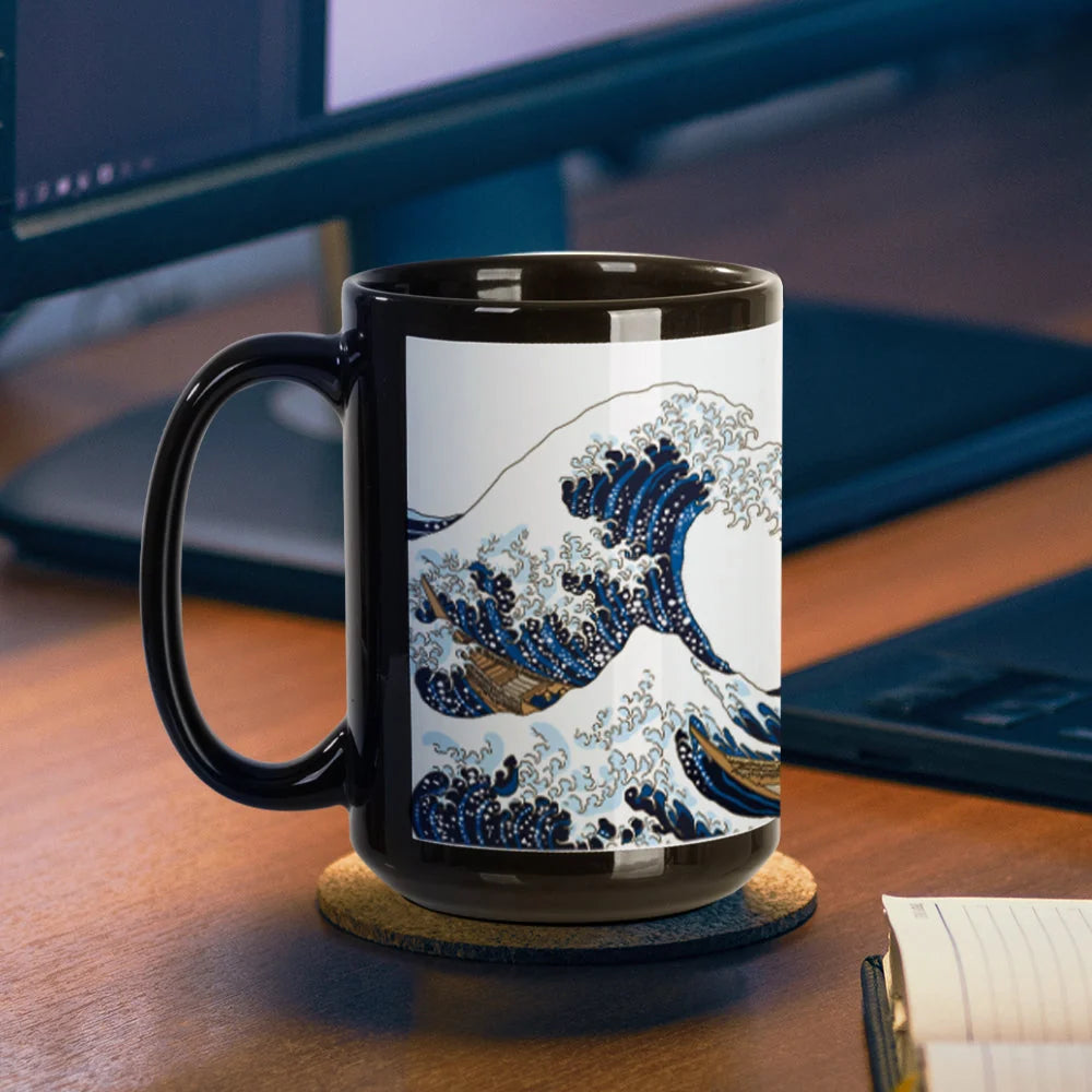 Sublimation Coffee Mugs Blank Black with White Patch 15 OZ 8 Pack