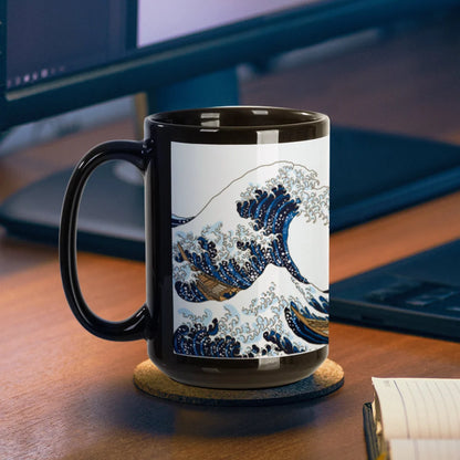 Sublimation Coffee Mugs Blank Black with White Patch 15 OZ 8 Pack