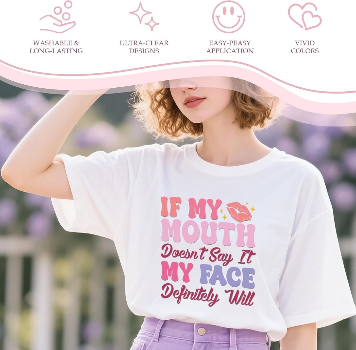 Sarcastic Quotes DTF Transfers Ready to Press - 20 Sheets Pink Iron on Transfers Iron on Decals Vinyl Design for Clothing Pillow Backpack Hoodie Hat Bag DIY Costume Craft