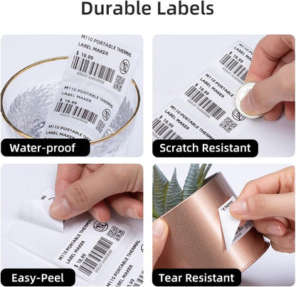 Phomemo M110 Labels Paper for M110 M120 M200 M220 M221 M150 M250 M260 M108 M100 Label Printer Square Self-Adhesive Paper Thermal Label 1.18" X 0.79" (30X20Mm), 300 Labels/Roll, Black on White