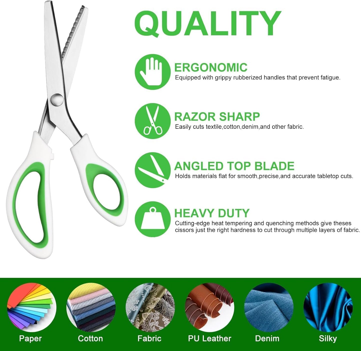 Pinking Shears，9” Zig Zag Scissors for Fabric，Pinking Shears Scissors for Fabric Cutting，Professional Handheld Dressmaking