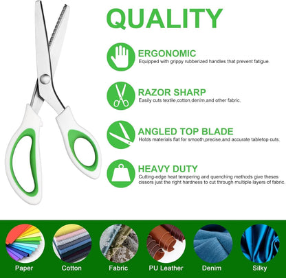 Pinking Shears，9” Zig Zag Scissors for Fabric，Pinking Shears Scissors for Fabric Cutting，Professional Handheld Dressmaking