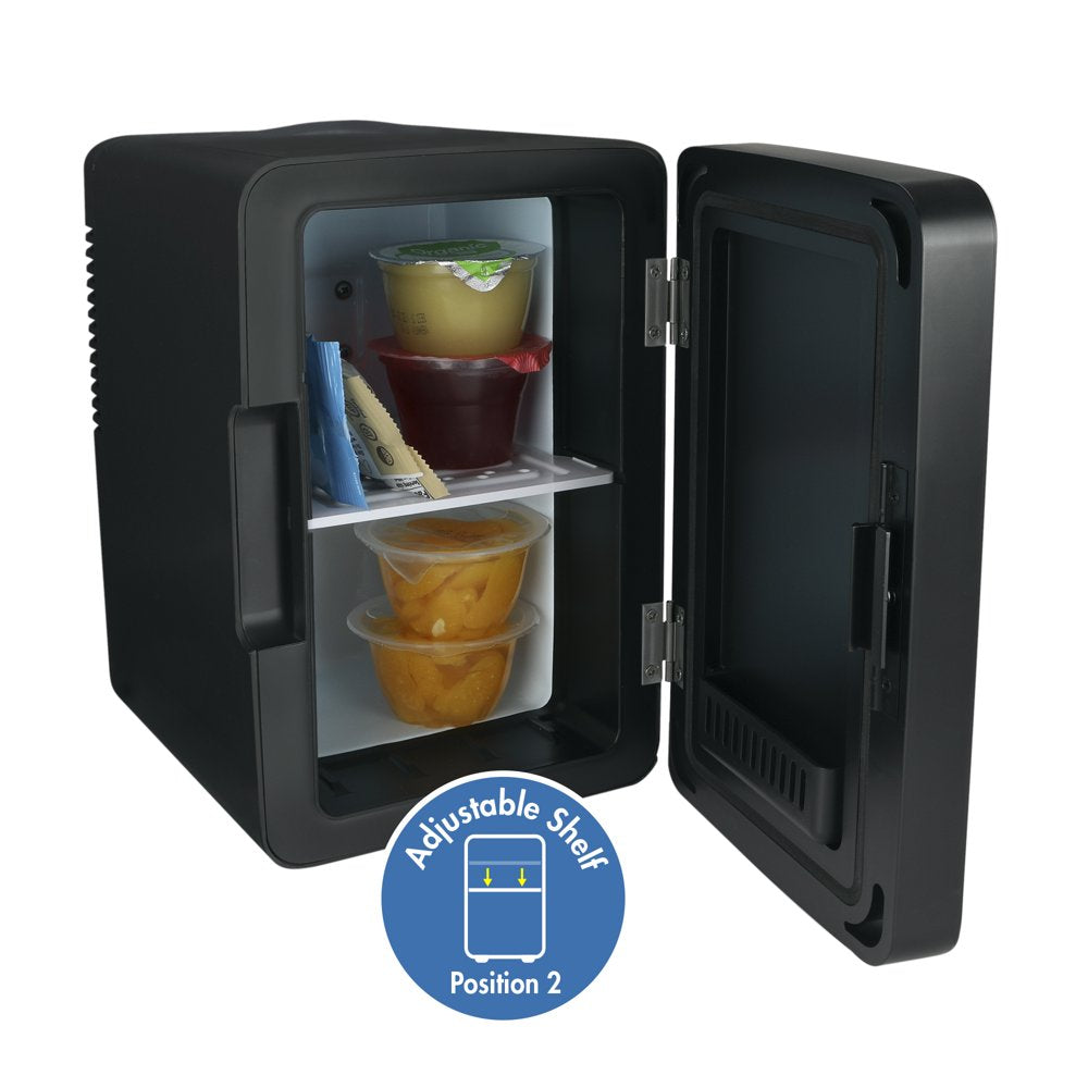 LED Lighted Mini Fridge with Glass Door, New, Black, Standard Hinge Door, 7.7Inx10.6Inx11.7In,