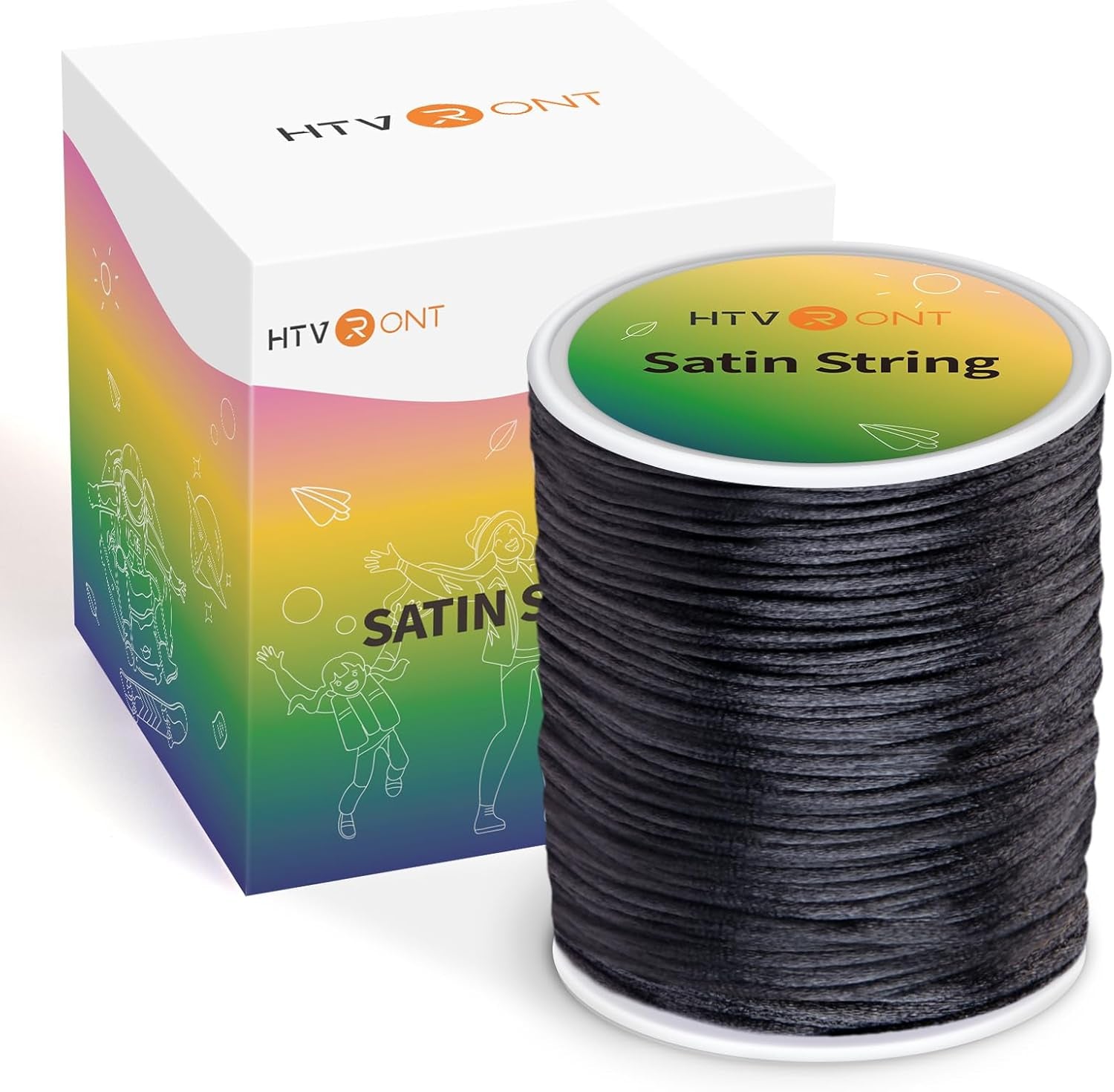 Black Nylon String Cord- 1.5Mm 103 Yards Strong Nylon String, Wear-Resistant No Fading  Satin Silk Cord for Bracelets, Wind Chime, Necklace,Knotting,Jewelry Making,Blinds Cord