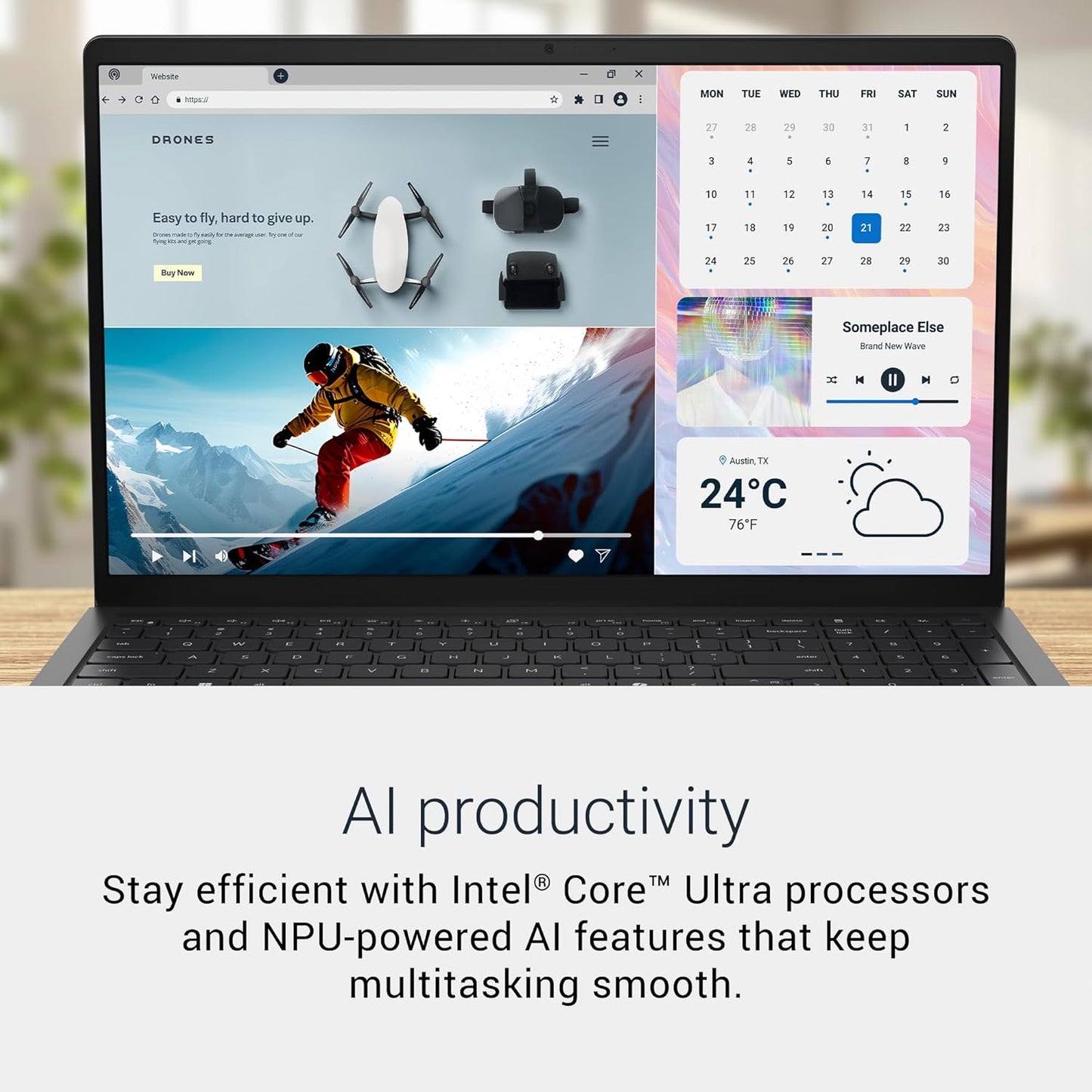 Dell 15 Laptop D15260-15.6-Inch FHD 60Hz 300 Nits Display, Intel Core Ultra 7 Processor 255U, Intel Graphics, 16GB Memory, 1TB SSD, English US Backlit Keyboard AI Copilot Hotkey, Windows 11 Home
