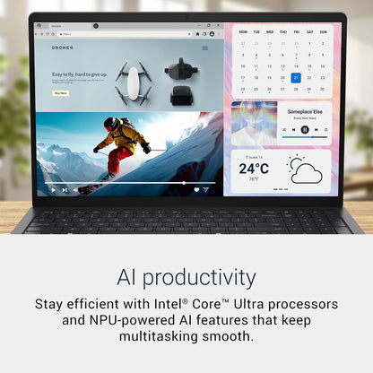 Dell 15 Laptop D15260-15.6-Inch FHD 60Hz 300 Nits Display, Intel Core Ultra 7 Processor 255U, Intel Graphics, 16GB Memory, 1TB SSD, English US Backlit Keyboard AI Copilot Hotkey, Windows 11 Home