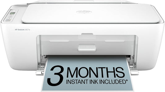 HP Deskjet 2827E Wireless All-In-One Color Inkjet Printer, Scanner, Copier, Best-For-Home, 3 Month Instant Ink Trial Included, Ai-Enabled (6W7F5A)