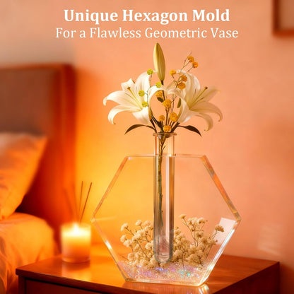 K KERNOWO Epoxy Resin Kit with Light for Beginners, Resin Kit and Molds Complete Set DIY Crafts for Adults Women, Epoxy Set with Vase Mold, 3D Dried Flowers, Measuring Cups and Resins Supplies-20Oz