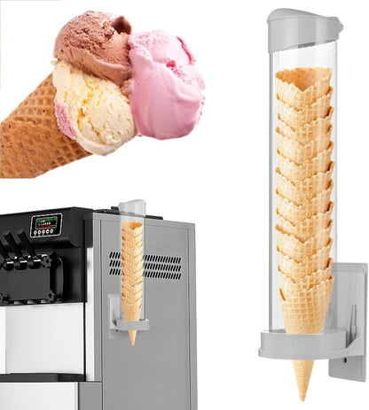 16'' Resturant Ice Cream Cone Dispenser (Commercial), Fit for Most Cone & Waffle Cone on Market, Self Adhesive Wall Mount Cone Holder for Coffee Dounut Store Ice Cream Machine, Easy to Clean (1PCS)