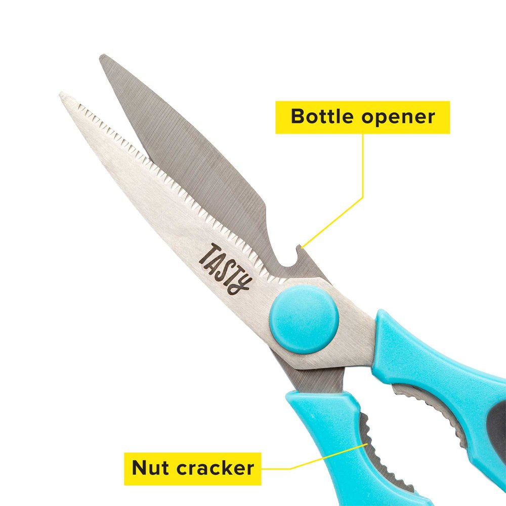 Cutlery Knife Set with Shears, Stainless Steel, Blue, 4 Piece