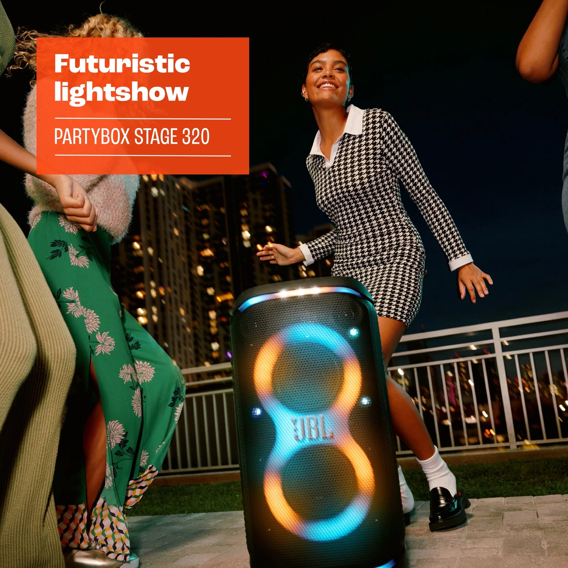 Partybox Stage 320 - Portable Party Speaker with Wheels - Black