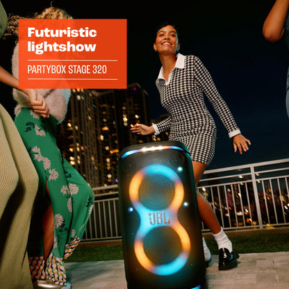 Partybox Stage 320 - Portable Party Speaker with Wheels - Black