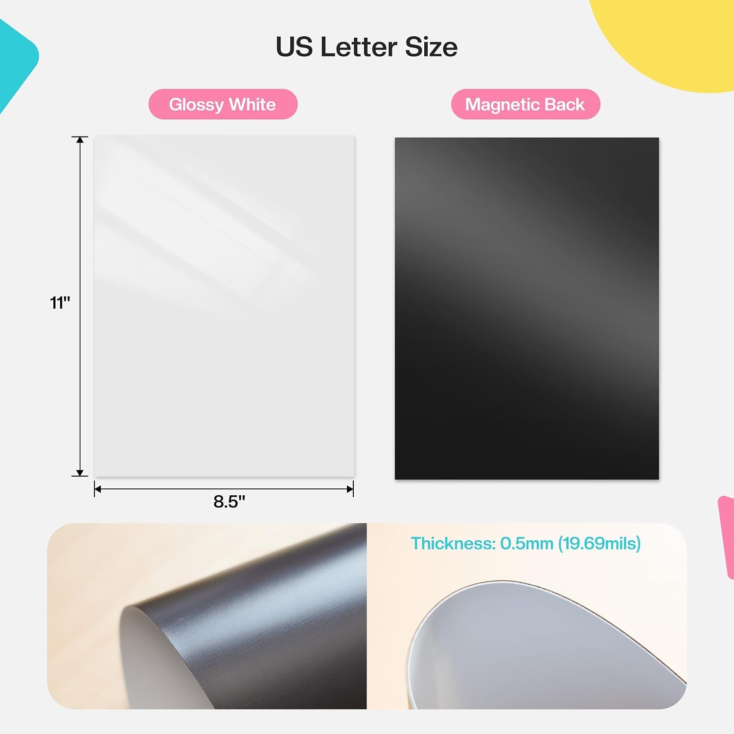 Likcut Printable Magnetic Sheets for Inkjet Printer, 8.5"X11" Flexible Magnetic Paper Sheets for Create Custom Magnets, DIY Crafts, Photo, Fridge Magnets, Cruise Ship Essentials, Labels, 10 Sheets