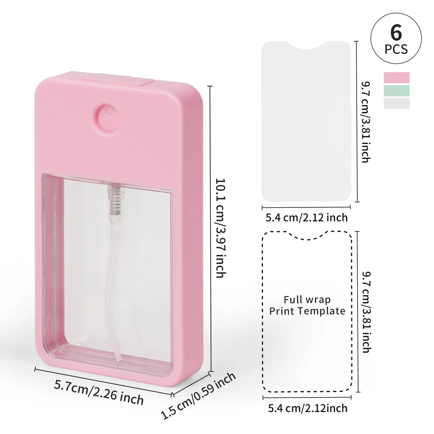 PYD Life Sublimation Blanks Card Perfume Spray Bottle 1FL. OZ 30 ml , Portable Refillable Travel Mist Sprayer with 16 PCS Double-Sided Sublimation Aluminum Sheets for Custom Design(2 options) 12 Pack & 96 Pack & 192 Pack