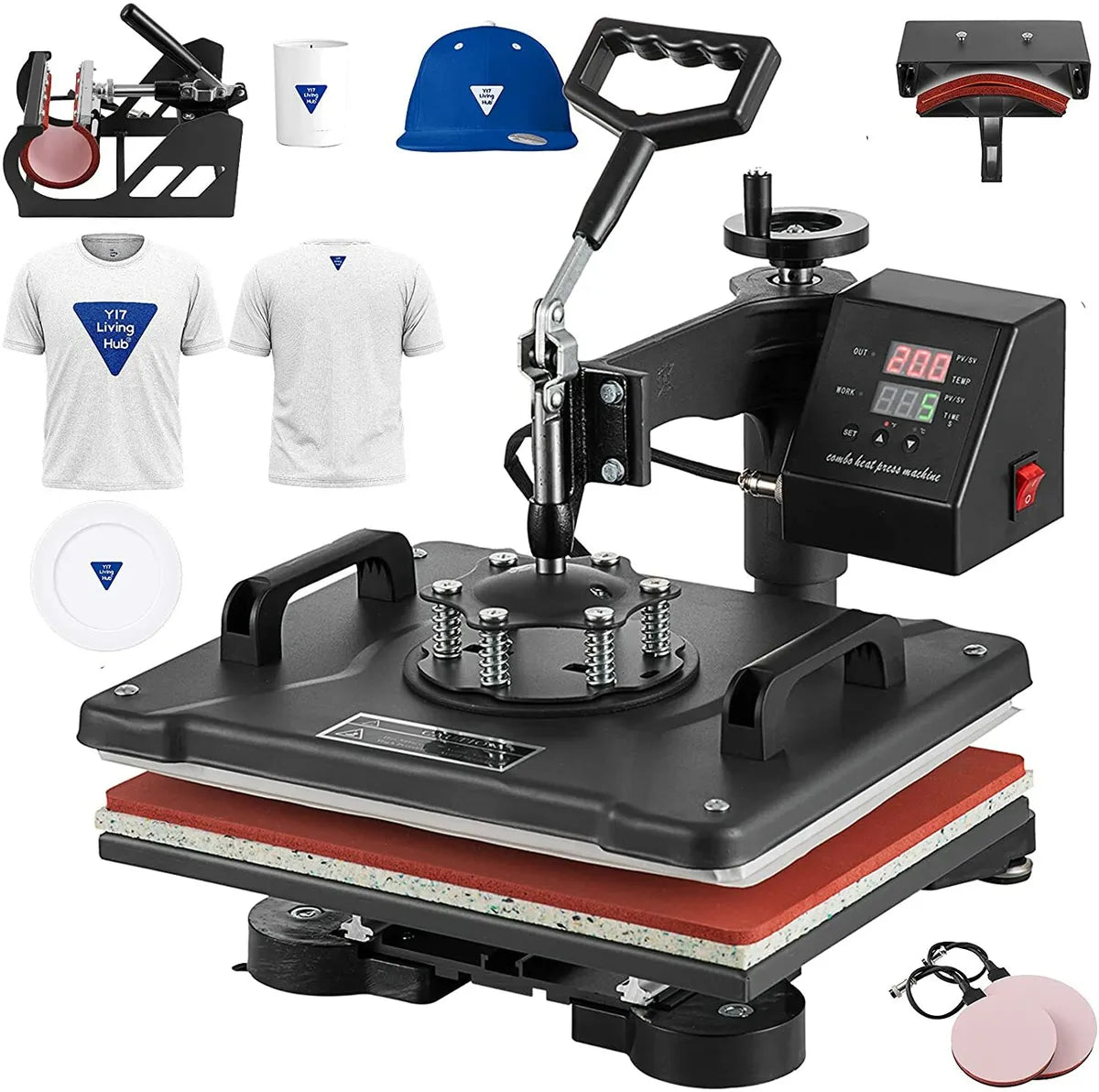 12"x10" 5IN1 Combo T-Shirt Heat Press Transfer Machine Sublimation Swing Away