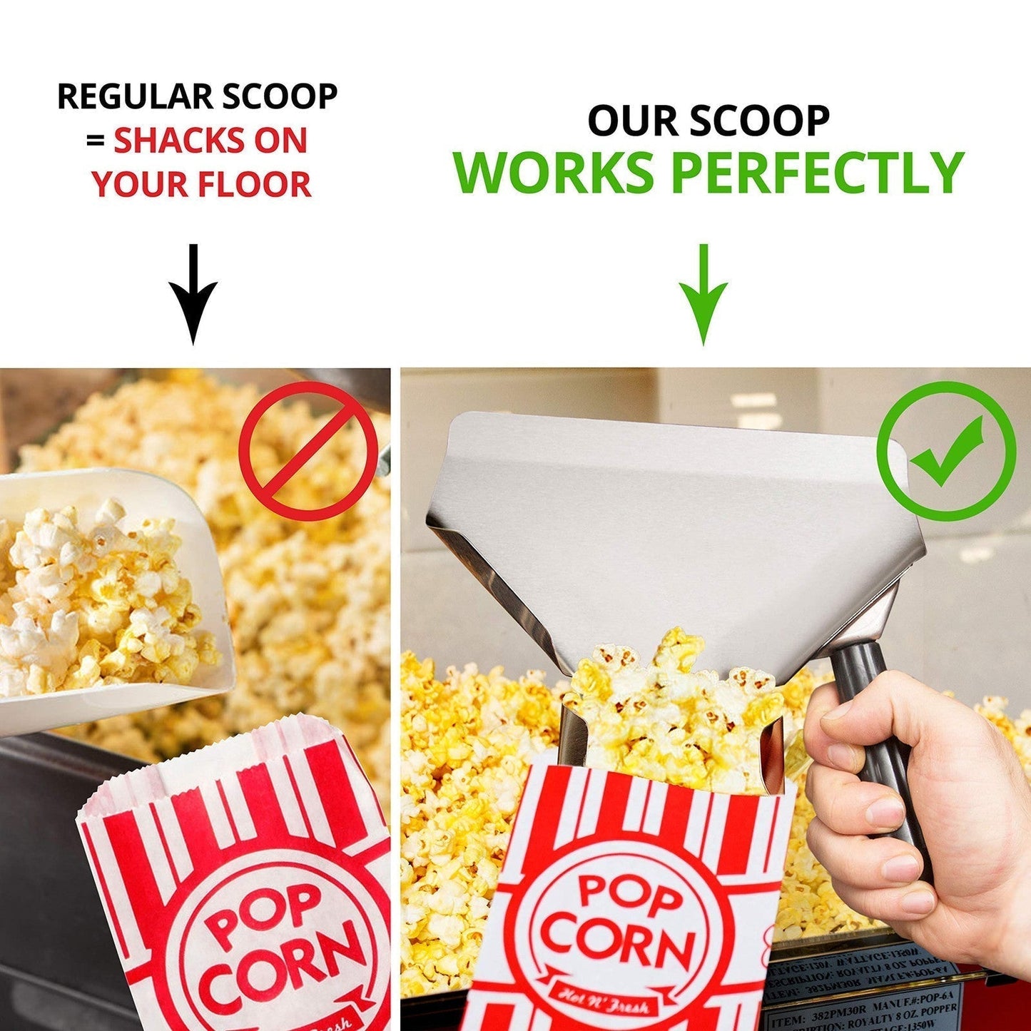 Concession Popcorn Scoop and Dredge Bundle - Metal Popcorn Scooper - French F...