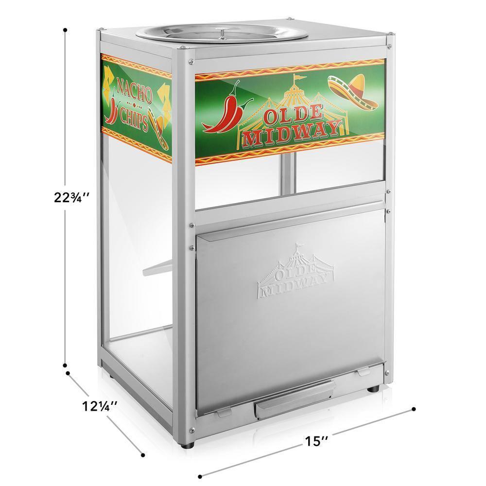 Olde Midway Popcorn Machine w/ Scoop, Commercial Grade Concession Display Chrome