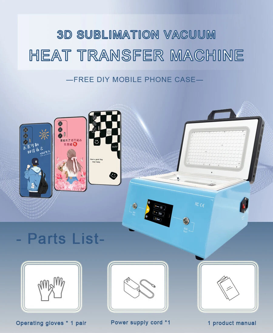 DIY 3D Sublimation Vacuum Heat Press Machine Phone Case Heat Transfer Printer