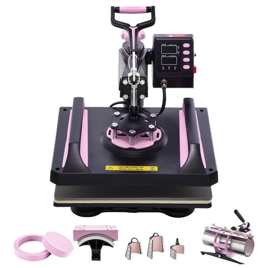 Heat Press Machine 12x15 inch 30oz Tumbler Press T-Shirts Black+Pink